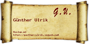 Günther Ulrik névjegykártya
